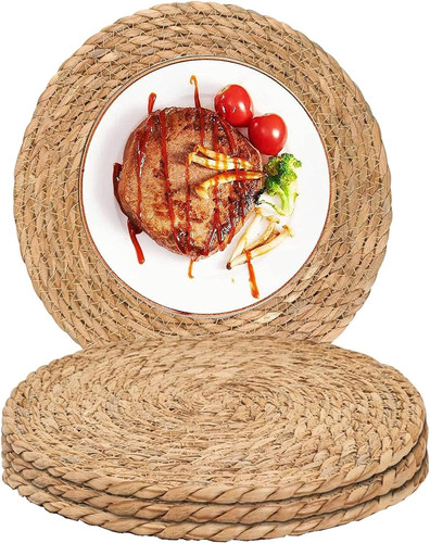 Round woven placemats boho - woven,