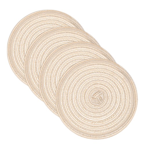Pcs beige round woven - 4,