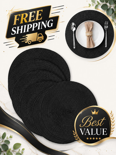 Round braided placemats set - round,