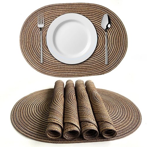 Braided oval placemats - braided, natural