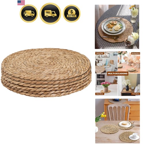 Round woven rattan placemats - round,