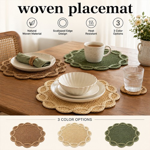 Paper rattan flower placemat - paper,