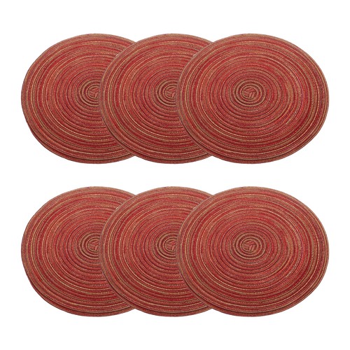 6pcs round braided placemats - round,
