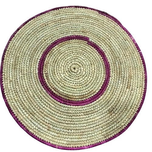 Round straw table placement - table,