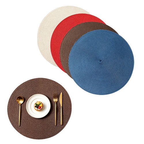 Round woven pcs placemats - woven,