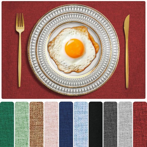 Red cloth placemats set - red,